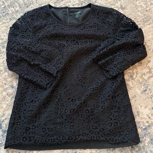 J.Crew Black Lace 3/4 Sleeve Women's Blouse